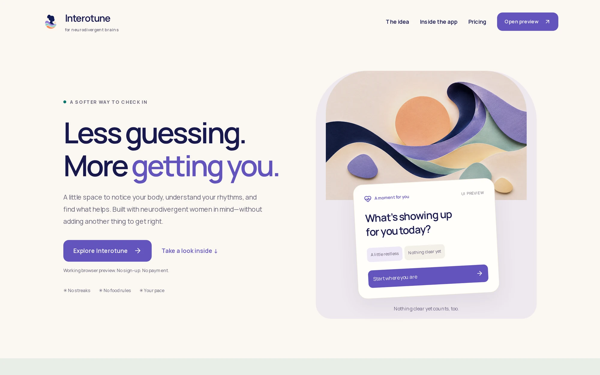 The InteroTune home page: Less guessing. More getting you.